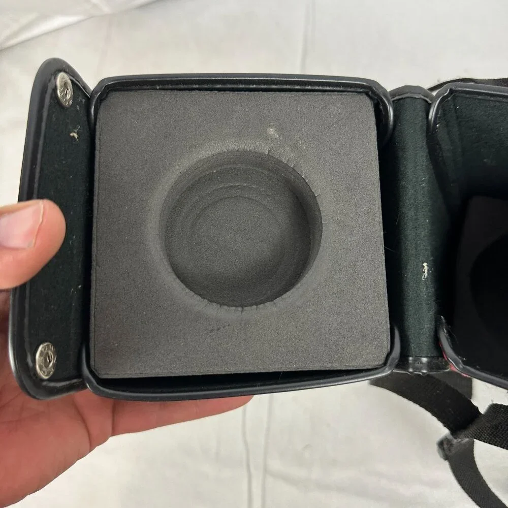 Vintage Sigma Camera Lens Case Black Leather Strap